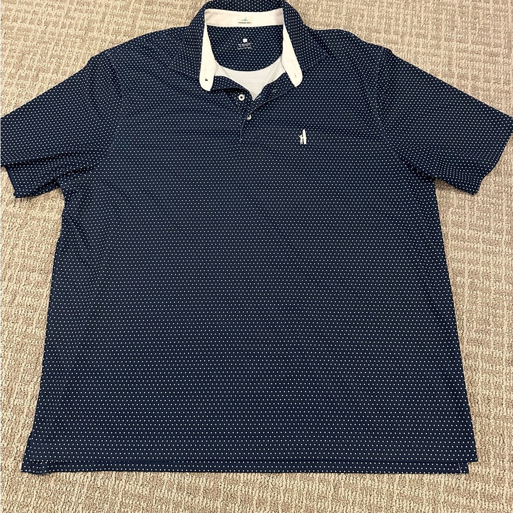 johnnie O Men's Performance Golf Polo Navy and White Polkadots Size XL